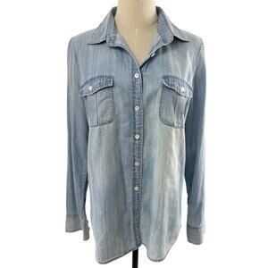 J.Crew Super Soft Chambray Preppy Button Down with Front Pockets, Size 8